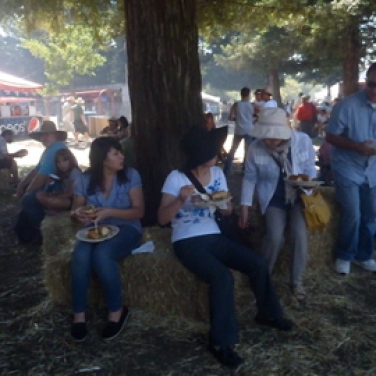 Enjoying lunch at the Girloy Garlic Festival